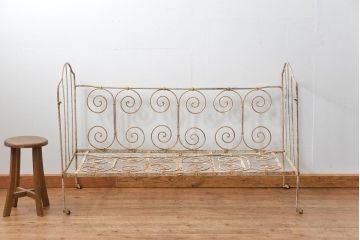 アンティーク家具　フランスアンティーク　フォールディングベビーベッド(ロートアイアン)