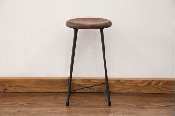 ラフジュ工房オリジナル アイアンペイントスツール(1)(丸椅子、丸イス)