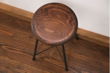 ラフジュ工房オリジナル アイアンペイントスツール(1)(丸椅子、丸イス)