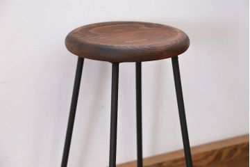 ラフジュ工房オリジナル アイアンペイントスツール(1)(丸椅子、丸イス)