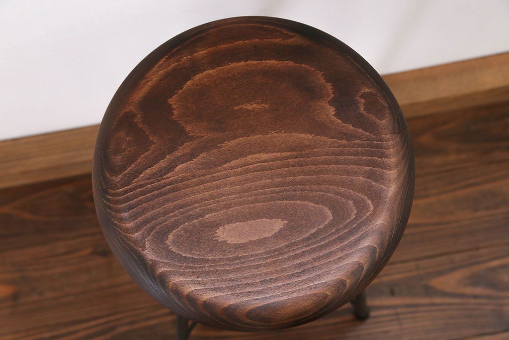 ラフジュ工房オリジナル アイアンペイントスツール(1)(丸椅子、丸イス)