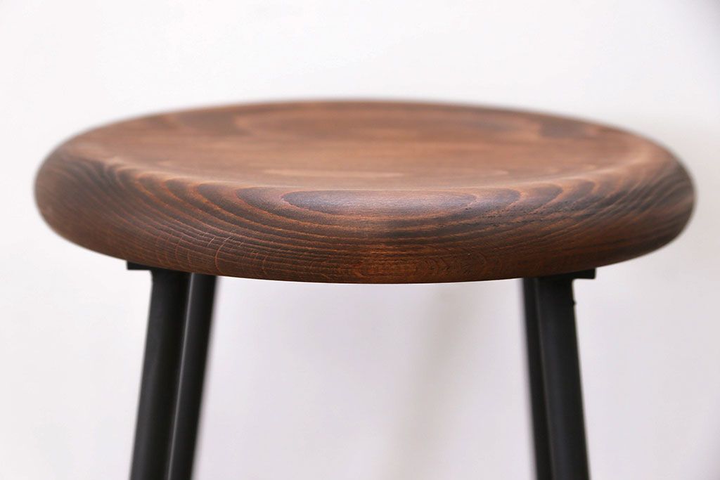 ラフジュ工房オリジナル アイアンペイントスツール(1)(丸椅子、丸イス)