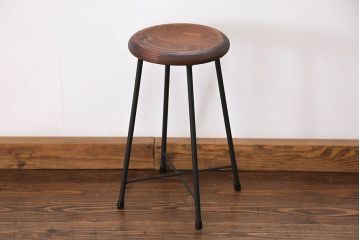 ラフジュ工房オリジナル アイアンペイントスツール(1)(丸椅子、丸イス)