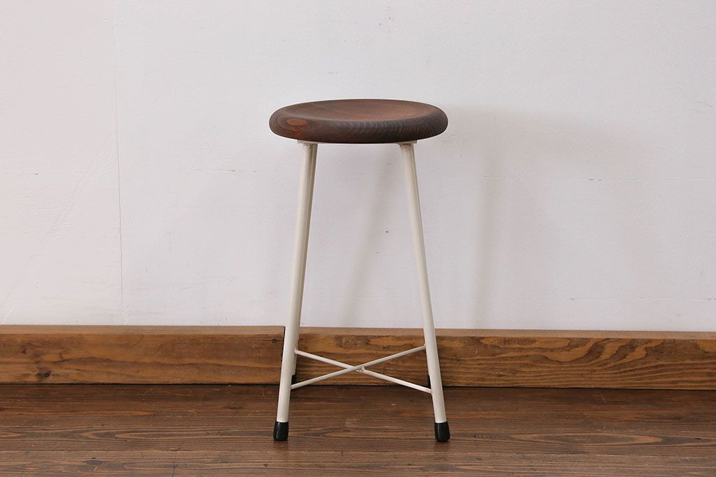 ラフジュ工房オリジナル アイアンペイントスツール(2)(丸椅子、丸イス)