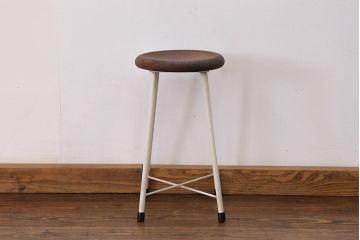 ラフジュ工房オリジナル アイアンペイントスツール(2)(丸椅子、丸イス)