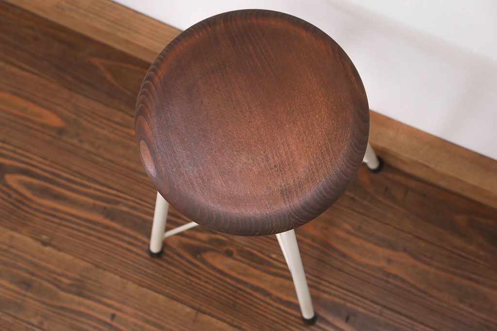 ラフジュ工房オリジナル アイアンペイントスツール(2)(丸椅子、丸イス)