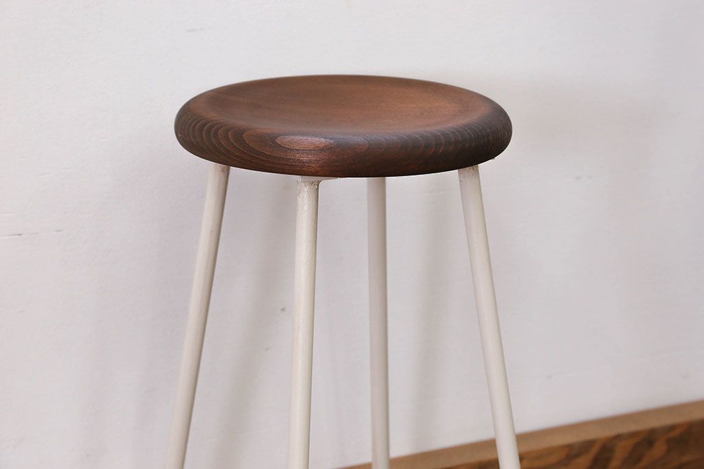 ラフジュ工房オリジナル アイアンペイントスツール(2)(丸椅子、丸イス)