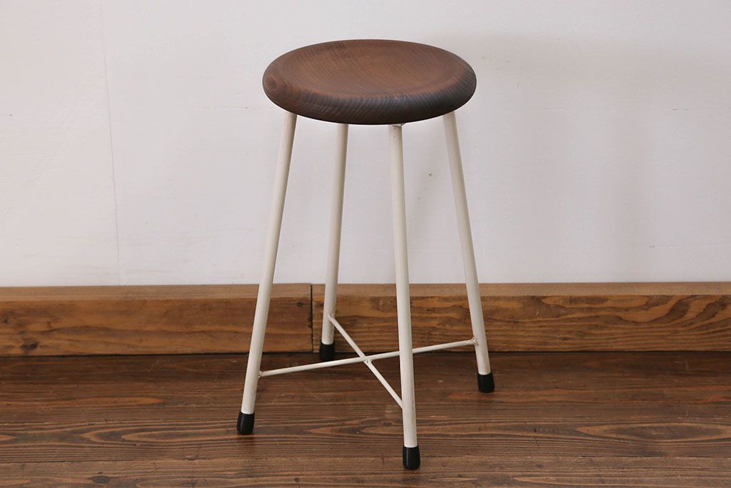 ラフジュ工房オリジナル アイアンペイントスツール(2)(丸椅子、丸イス)