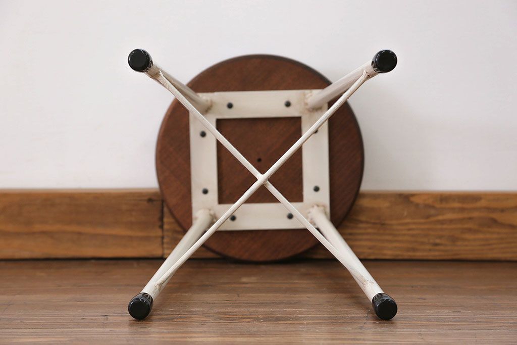 ラフジュ工房オリジナル アイアンペイントスツール(2)(丸椅子、丸イス)