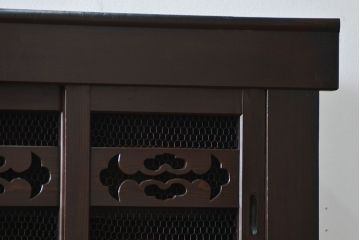 アンティーク家具　アンティーク 丸桟仕上げのモダンな6尺水屋箪笥 (キャビネット、食器棚、戸棚)