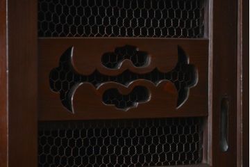 アンティーク家具　アンティーク 丸桟仕上げのモダンな6尺水屋箪笥 (キャビネット、食器棚、戸棚)