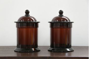 アンティーク雑貨　アンティーク 古いフタ付きガラス瓶(小びん) 2個セット