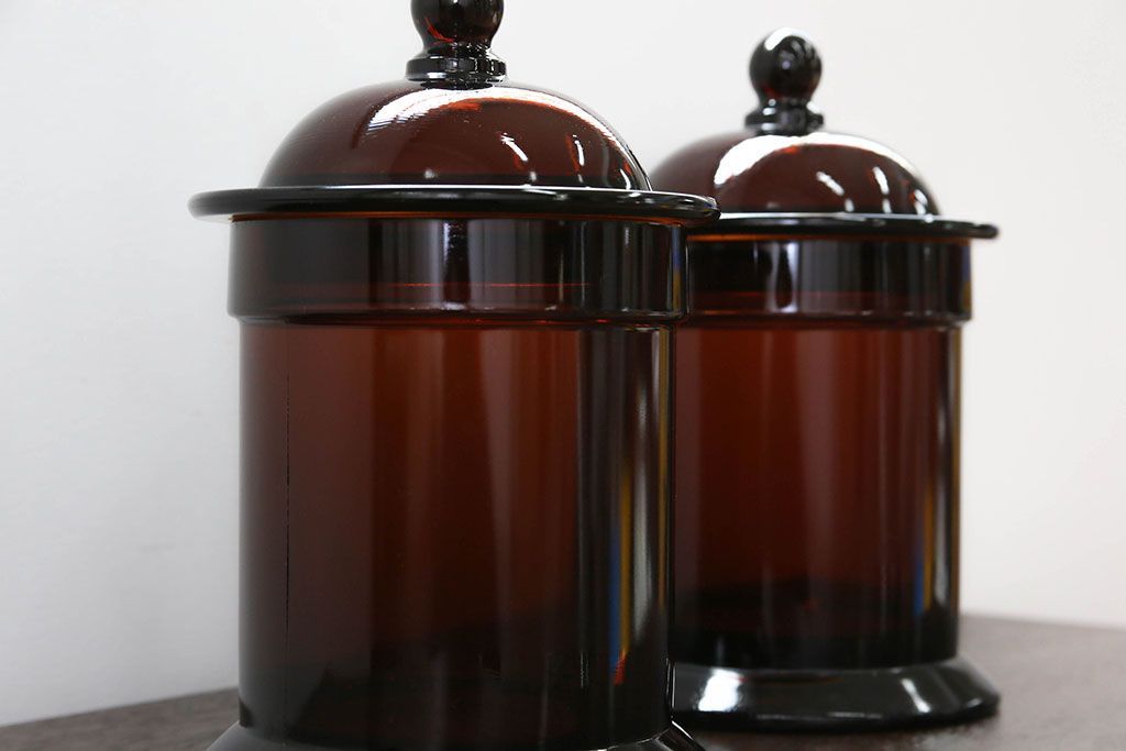 アンティーク雑貨　アンティーク 古いフタ付きガラス瓶(小びん) 2個セット