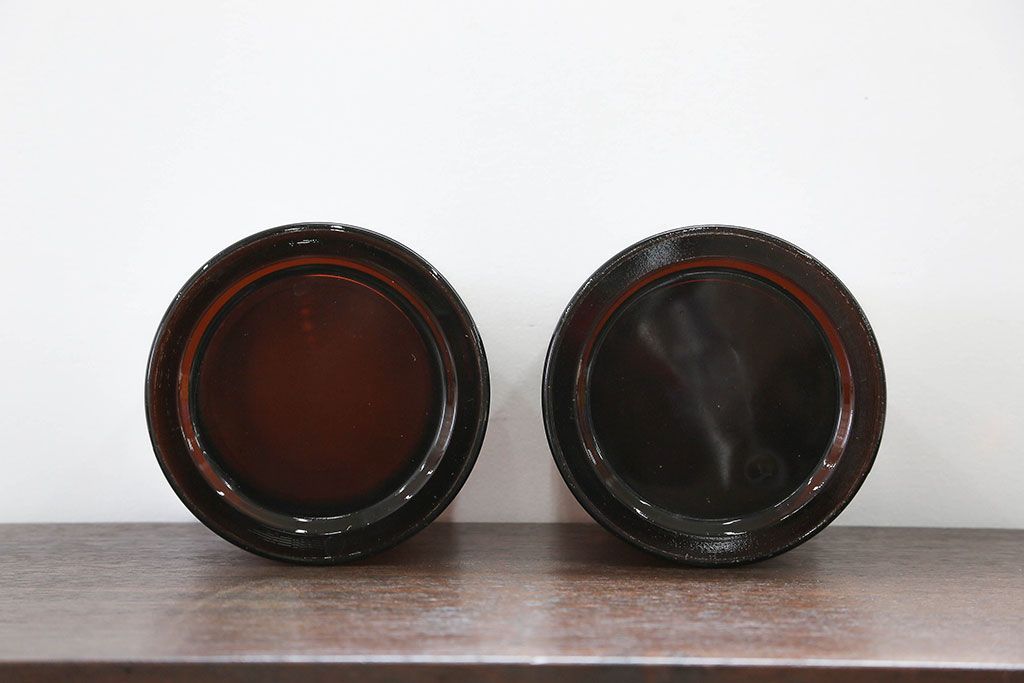 アンティーク雑貨　アンティーク 古いフタ付きガラス瓶(小びん) 2個セット