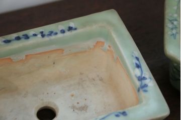 アンティーク雑貨　古民具・骨董 古い青磁 植木鉢 4点セット