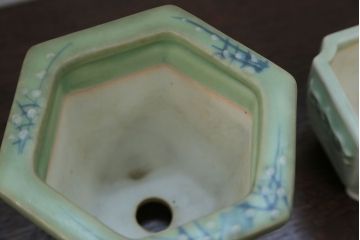 アンティーク雑貨　古民具・骨董 古い青磁 植木鉢 4点セット