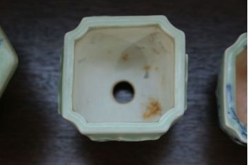 アンティーク雑貨　古民具・骨董 古い青磁 植木鉢 4点セット