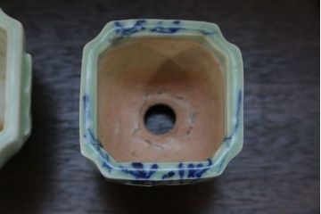 アンティーク雑貨　古民具・骨董 古い青磁 植木鉢 4点セット