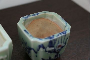 アンティーク雑貨　古民具・骨董 古い青磁 植木鉢 4点セット