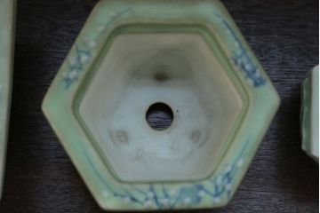 アンティーク雑貨　古民具・骨董 古い青磁 植木鉢 4点セット