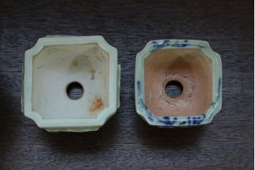 アンティーク雑貨　古民具・骨董 古い青磁 植木鉢 4点セット