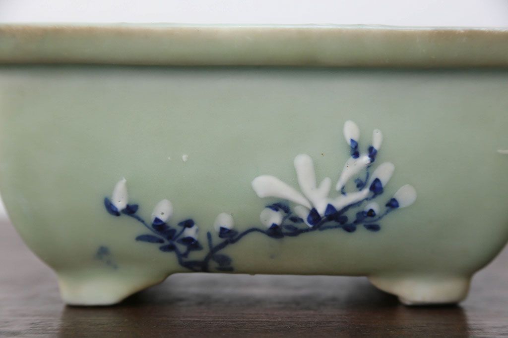 アンティーク雑貨　古民具・骨董 古い青磁 植木鉢 4点セット