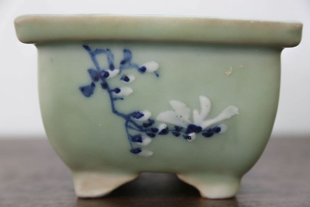 アンティーク雑貨　古民具・骨董 古い青磁 植木鉢 4点セット