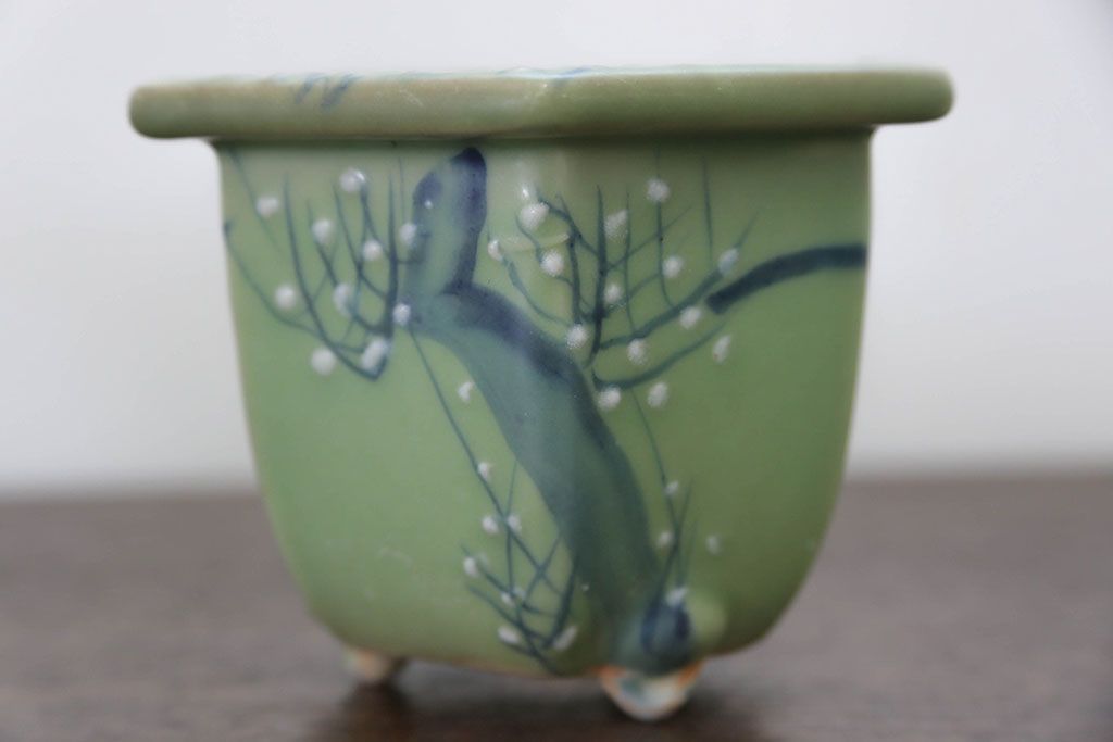 アンティーク雑貨　古民具・骨董 古い青磁 植木鉢 4点セット