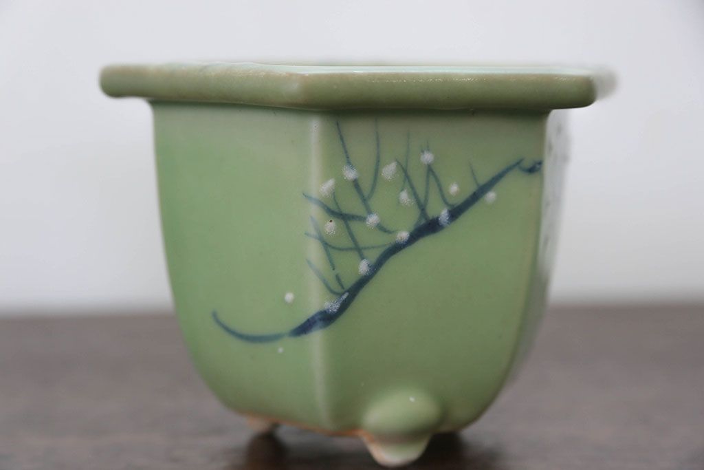 アンティーク雑貨　古民具・骨董 古い青磁 植木鉢 4点セット