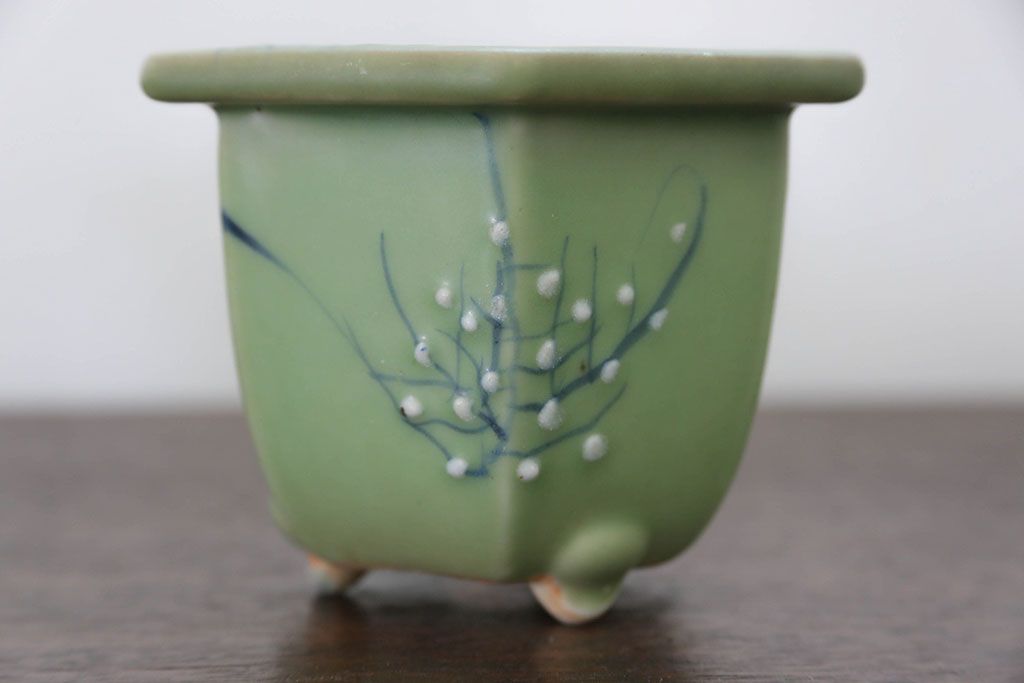 アンティーク雑貨　古民具・骨董 古い青磁 植木鉢 4点セット