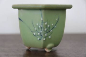 アンティーク雑貨　古民具・骨董 古い青磁 植木鉢 4点セット