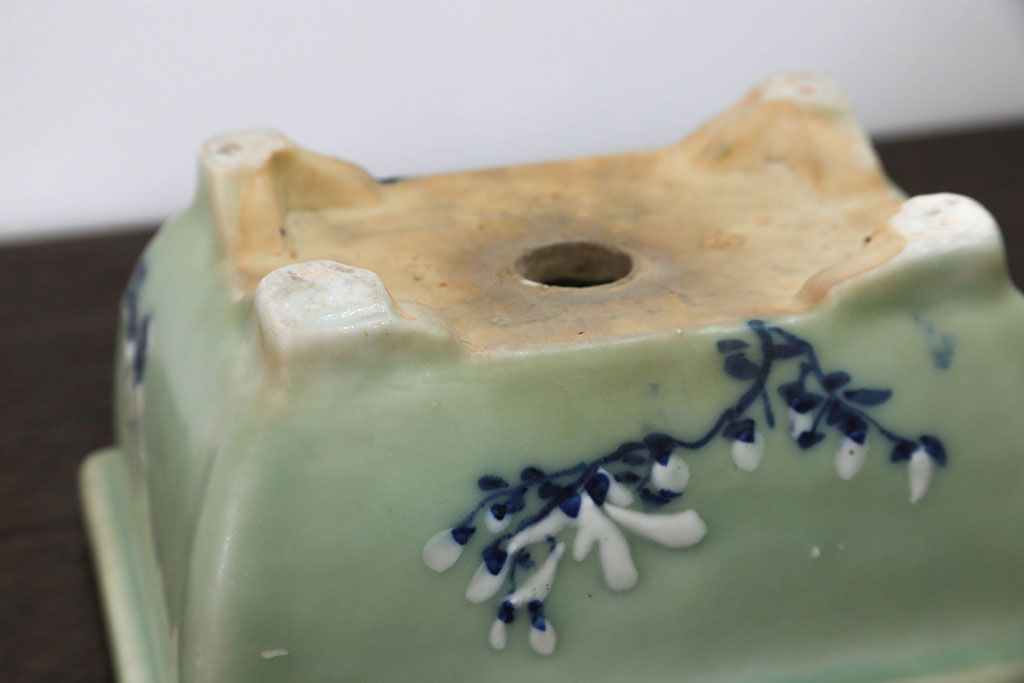 アンティーク雑貨　古民具・骨董 古い青磁 植木鉢 4点セット