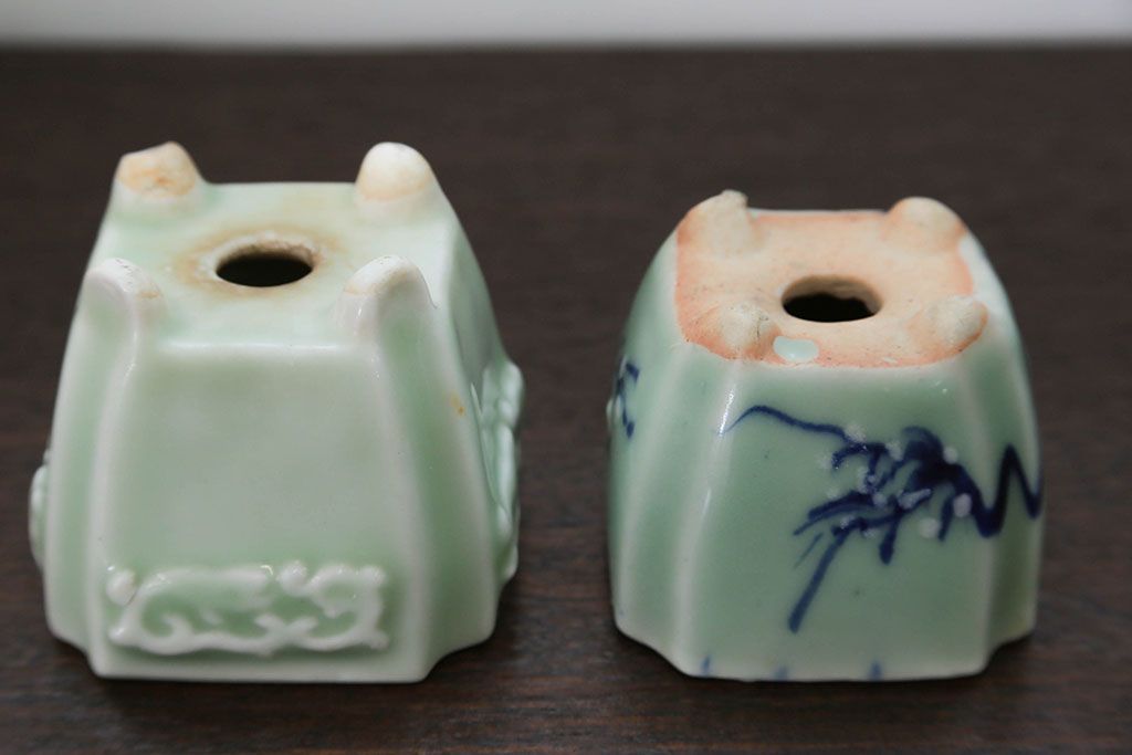 アンティーク雑貨　古民具・骨董 古い青磁 植木鉢 4点セット