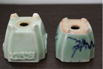 アンティーク雑貨　古民具・骨董 古い青磁 植木鉢 4点セット