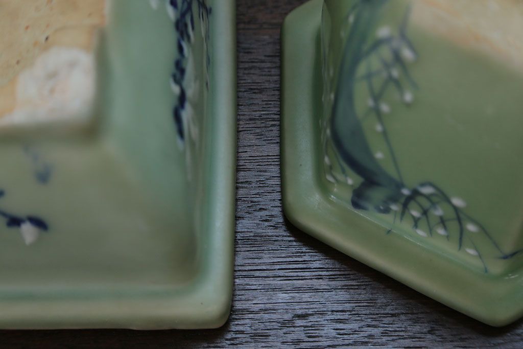 アンティーク雑貨　古民具・骨董 古い青磁 植木鉢 4点セット