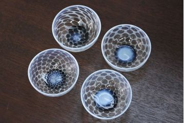 アンティーク雑貨　大正〜昭和初期!エナメル 高台 小鉢 4点セット(水玉)