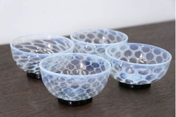 アンティーク雑貨　大正〜昭和初期!エナメル 高台 小鉢 4点セット(水玉)