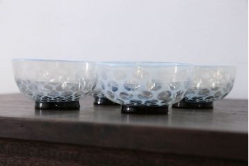 アンティーク雑貨　大正〜昭和初期!エナメル 高台 小鉢 4点セット(水玉)