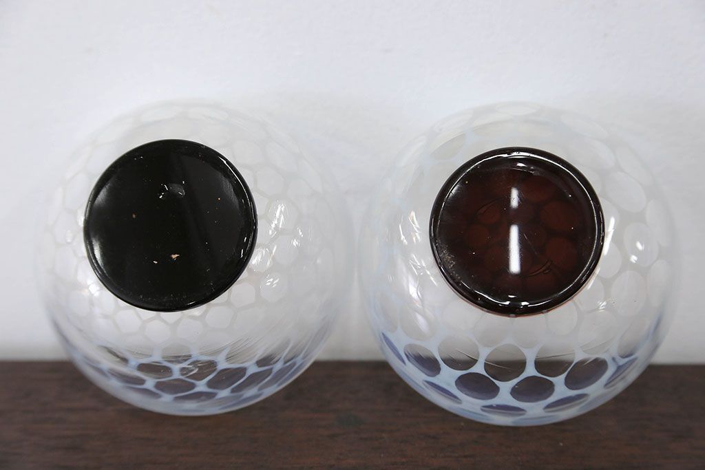 アンティーク雑貨　大正〜昭和初期!エナメル 高台 小鉢 4点セット(水玉)