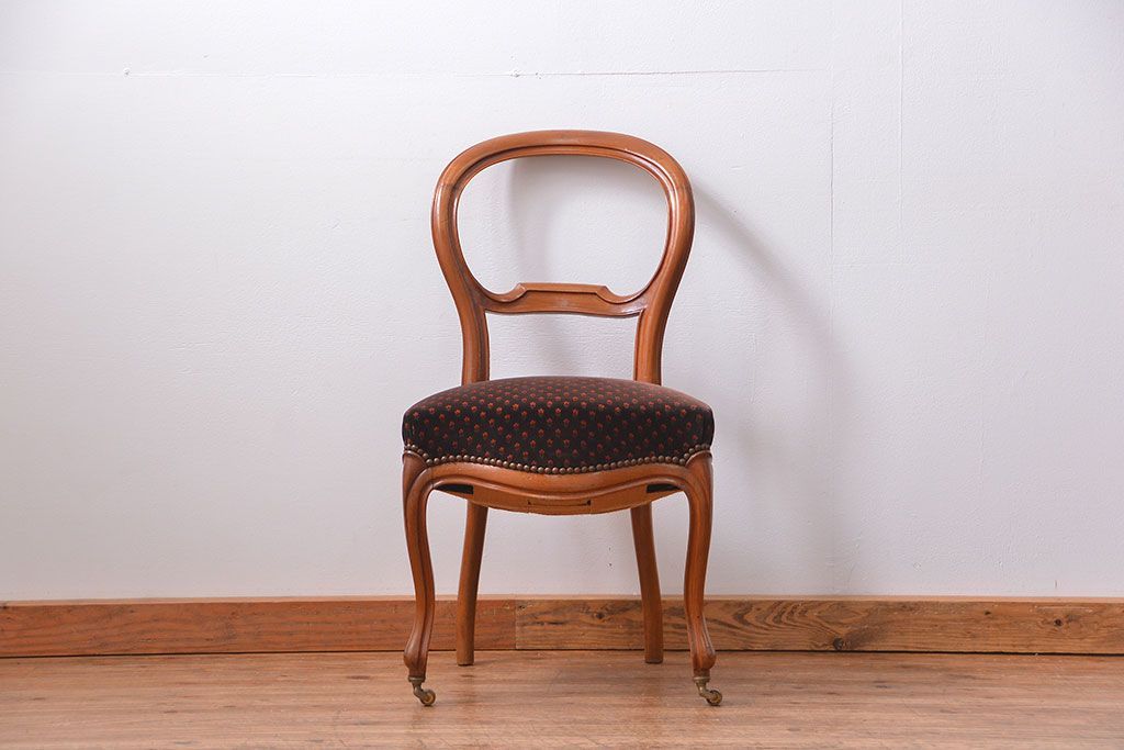 アンティーク家具　フランスアンティーク　マホガニー材!上質なバルーンチェア(1) (椅子、イス)