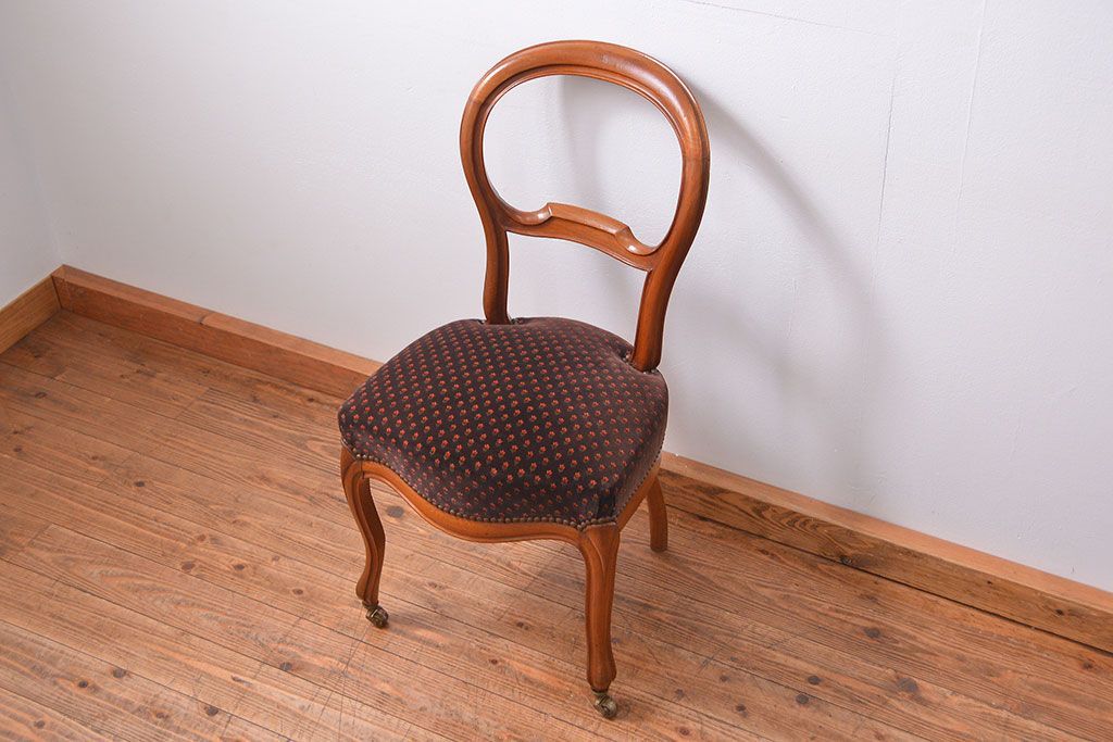 アンティーク家具　フランスアンティーク　マホガニー材!上質なバルーンチェア(1) (椅子、イス)