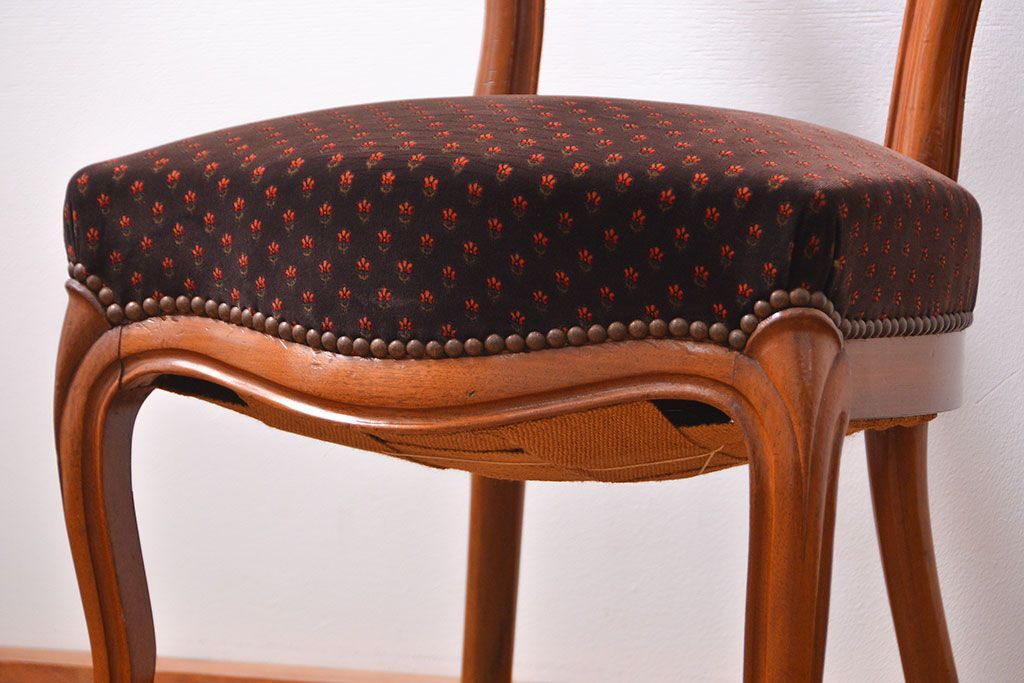 アンティーク家具　フランスアンティーク　マホガニー材!上質なバルーンチェア(1) (椅子、イス)