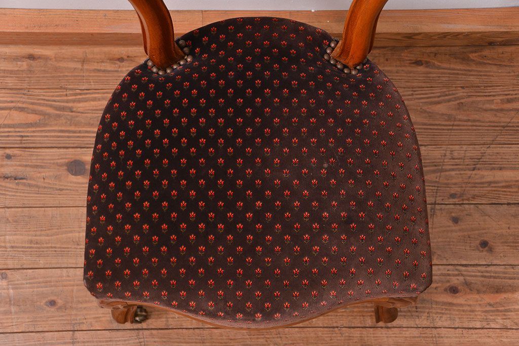 アンティーク家具　フランスアンティーク　マホガニー材!上質なバルーンチェア(2)(椅子・イス)