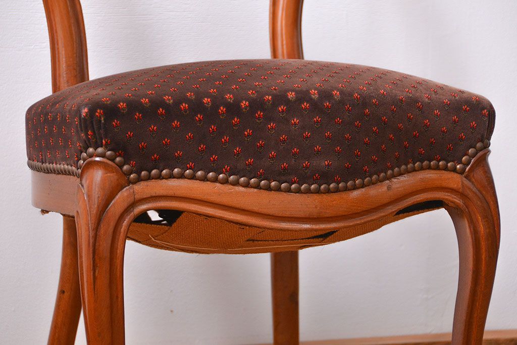 アンティーク家具　フランスアンティーク　マホガニー材!上質なバルーンチェア(2)(椅子・イス)