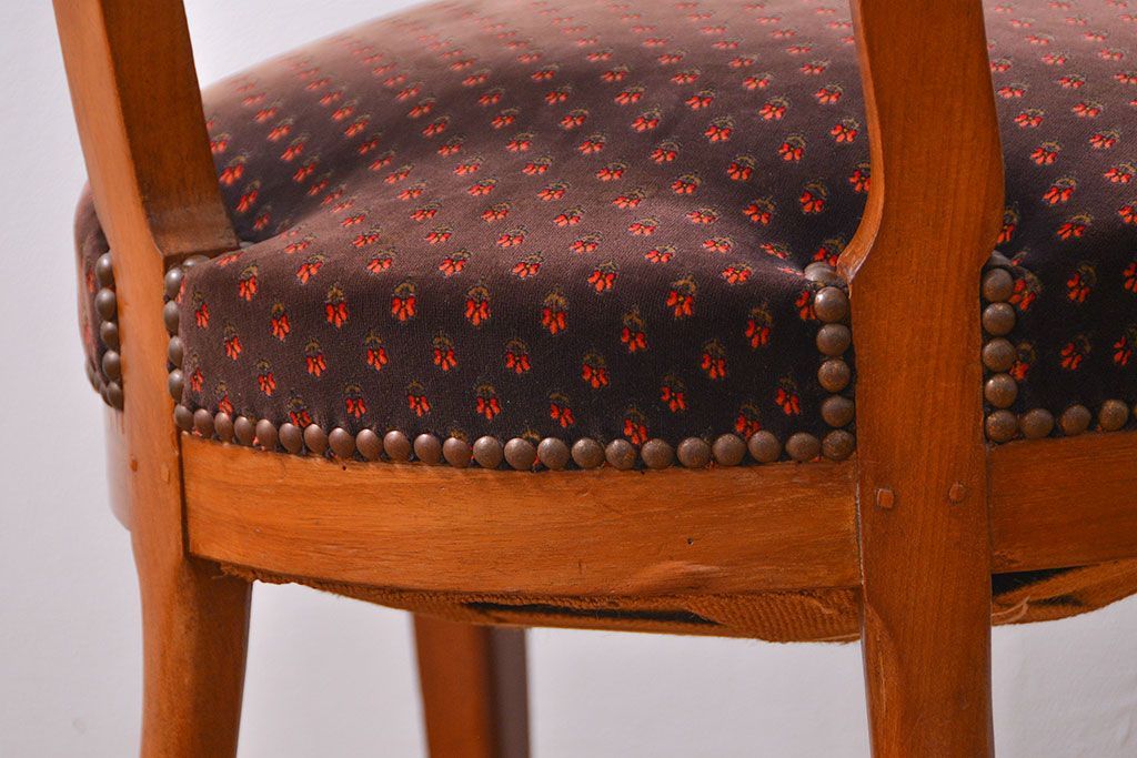 アンティーク家具　フランスアンティーク　マホガニー材!上質なバルーンチェア(2)(椅子・イス)