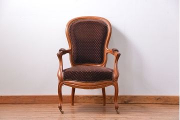 アンティーク家具　フランスアンティーク　マホガニー材の上質なアームチェア(1) (リビングチェア、サロンチェア、椅子、イス)