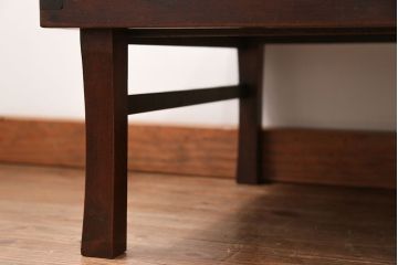 アンティーク家具　古民具・骨董 折り畳み式 古い欅材の使い込まれた角型ちゃぶ台(テーブル、座卓)