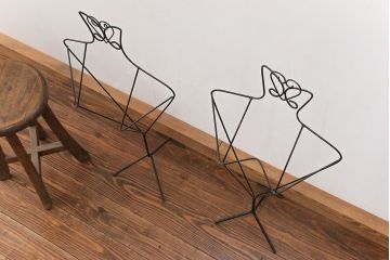 アンティーク雑貨　昭和レトロ 古い洋品店のワイヤスタンドハンガー2点セット(トルソー)