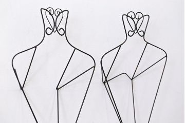 アンティーク雑貨　昭和レトロ 古い洋品店のワイヤスタンドハンガー2点セット(トルソー)