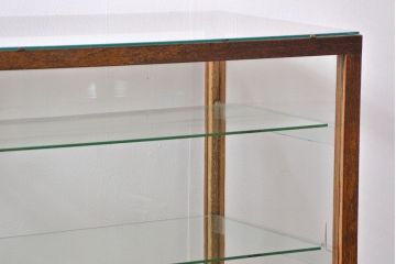 レトロ家具　昭和レトロ　シンプルで大振りなアンティークガラスケース(ショーケース、飾り棚)